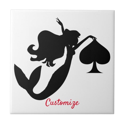 Black Spade Mermaid Silhouette Thunder_Cove Tegeltje (Voorkant)