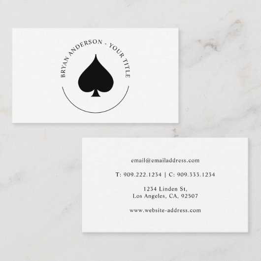 Black Spade Symbol Logo Visitekaartje (Voorkant / Achterkant)