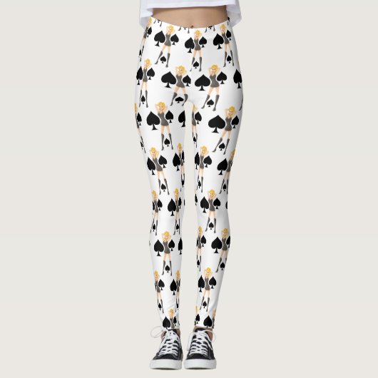 Black Spades Blonde Queen Thunder_Cove Leggings (Voorkant)