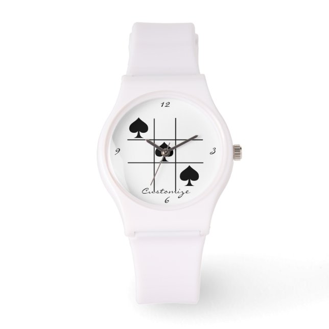 Black Spades Tic Tac Toe Thunder_Cove Horloge (Voorkant)