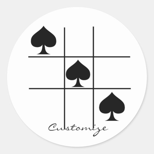 Black Spades Tic Tac Toe Thunder_Cove Ronde Sticker (Voorkant)