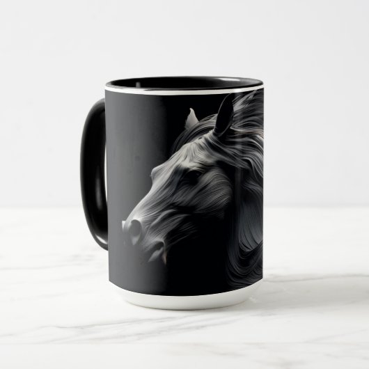 Black Spanish Horse's Twilight keramische Mok (Voorkant links)