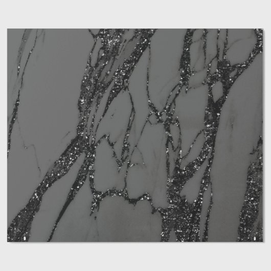 Black Spark Graphite Glitter Marble Stone Lux Gray Cadeaupapier (Vlak)