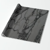 Black Spark Graphite Glitter Marble Stone Lux Gray Cadeaupapier (Uitgerold)
