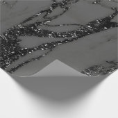 Black Spark Graphite Glitter Marble Stone Lux Gray Cadeaupapier (Hoek)