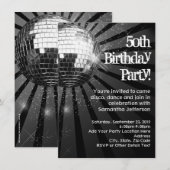 Black Sparkle Disco Ball 50ste verjaardagsfeestje Kaart (Voorkant / Achterkant)
