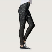 Black Sparkle Faux Glitter Night Sky Leggings (Rechts)