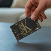 Black Sparkle Gold Letter Monogram Visitekaartje