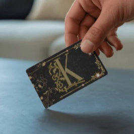 Black Sparkle Gold Letter Monogram Visitekaartje