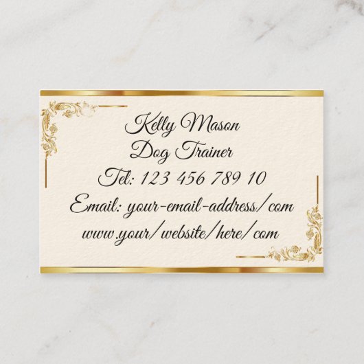 Black Sparkle Gold Letter Monogram Visitekaartje (Achterkant)