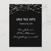 Black Sparkle Lights Wedding Briefkaart Opslaan Da (Voorkant)