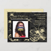 Black Sparkle Swirl Afstuderen aangekondigd Uitnodiging Briefkaart (Voorkant / Achterkant)