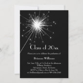 Black Sparkler Afstuderen Celebration Invitation Kaart (Voorkant)