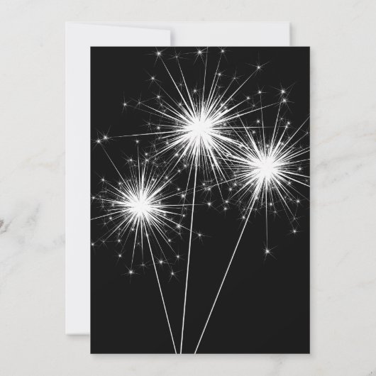 Black Sparkler Afstuderen Celebration Invitation Kaart (Achterkant)