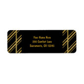 Black & Sparkling Gold Candy Cane Stripe Vakantie Etiket (Voorkant)