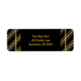 Black & Sparkling Gold Candy Cane Stripe Vakantie Etiket
