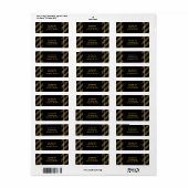 Black & Sparkling Gold Candy Cane Stripe Vakantie Etiket (Full Sheet)