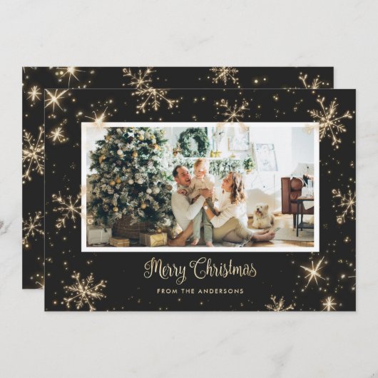 Black Sparkly-kerstkaarten voor foto's Feestdagenkaart (Voorkant / Achterkant)