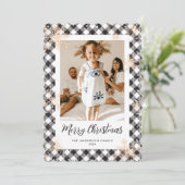 Black Sparkly Snowflakes Foto Vrolijk Kerstfeest Feestdagenkaart (Staand voorkant)