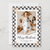 Black Sparkly Snowflakes Foto Vrolijk Kerstfeest Feestdagenkaart (Voorkant)