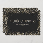 Black Sparkly Snowy Merry Christmas Kaart (Voorkant / Achterkant)