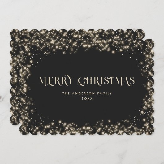 Black Sparkly Snowy Merry Christmas Kaart (Voorkant / Achterkant)