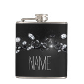 Black Sparkly White Diamond voor vrouwen Heupfles (Voorkant)