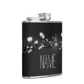 Black Sparkly White Diamond voor vrouwen Heupfles (Rechts)