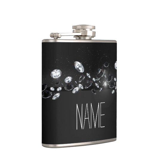 Black Sparkly White Diamond voor vrouwen Heupfles (Rechts)