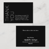Black | Speciaal modern minimalistisch dank u Notitiekaartje (Voorkant / Achterkant)