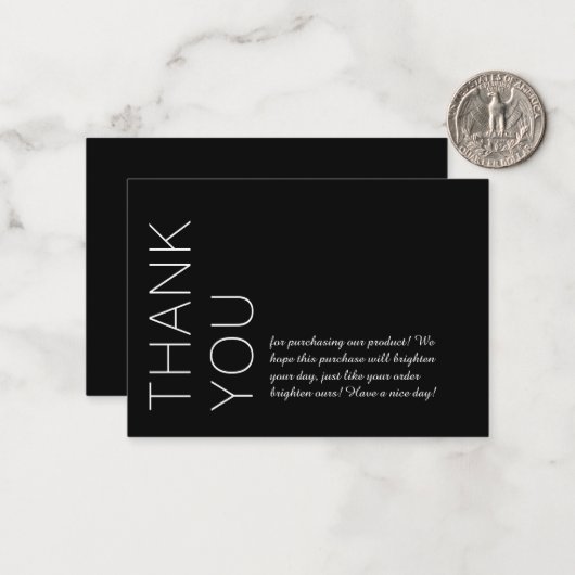 Black | Speciaal modern minimalistisch dank u Notitiekaartje (Voorkant / Achterkant in situ)