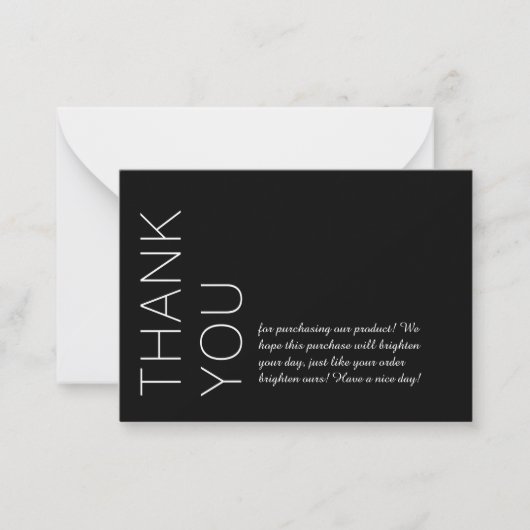 Black | Speciaal modern minimalistisch dank u Notitiekaartje (Voorkant)