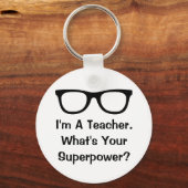 Black spectacles super teacher keychain gift (Voorkant)