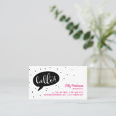 Black Speech Bubble & Confetti Hallo! Visitekaartje (Staand voorkant)