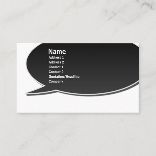 Black Speech Bubble-kaart Visitekaartje (Voorkant)