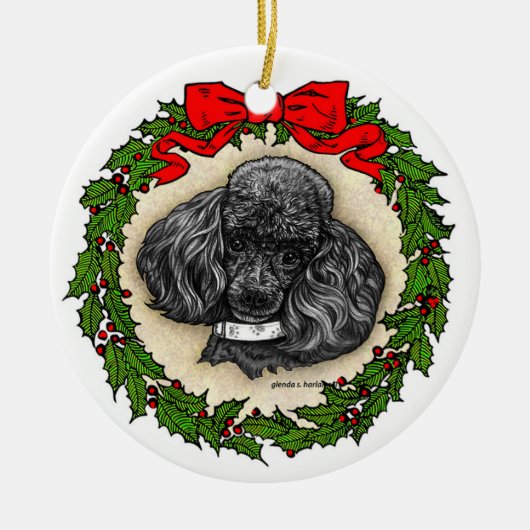 Black Speelgoed Poodle Art van Glenda S. Harlan Keramisch Ornament (Voorkant)
