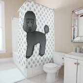 Black Speelgoed Poodle Cute Cartoon Dog Douchegordijn (In situ)
