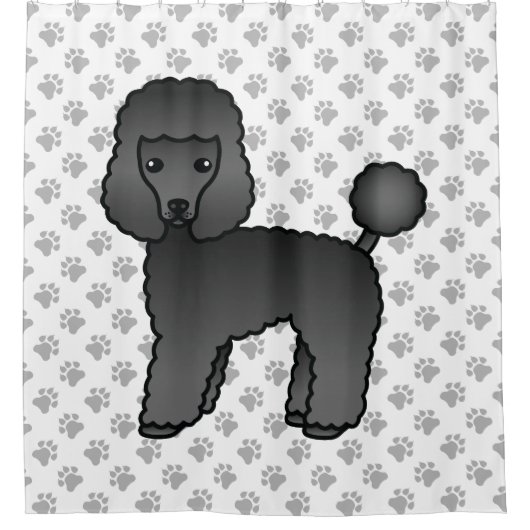 Black Speelgoed Poodle Cute Cartoon Dog Douchegordijn (Voorkant)
