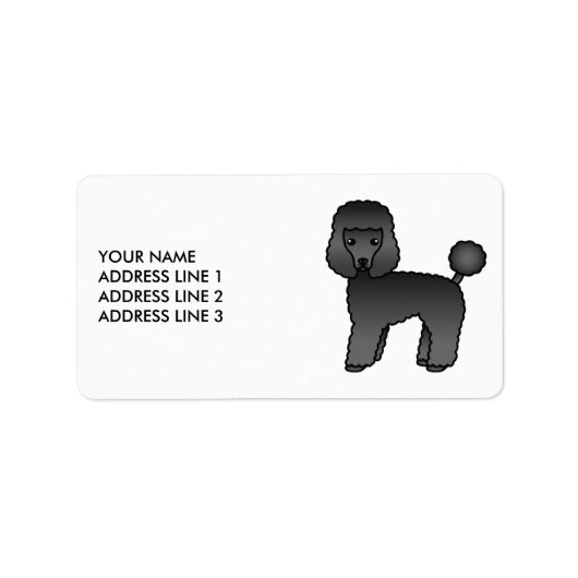 Black Speelgoed Poodle Cute Cartoon Dog & Text Etiket (Voorkant)