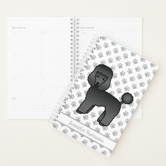 Black Speelgoed Poodle Cute Cartoon Dog & Text Planner (Display)