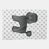 Black Speelgoed Poodle Cute Cartoon Dog Theedoek (Horizontaal)