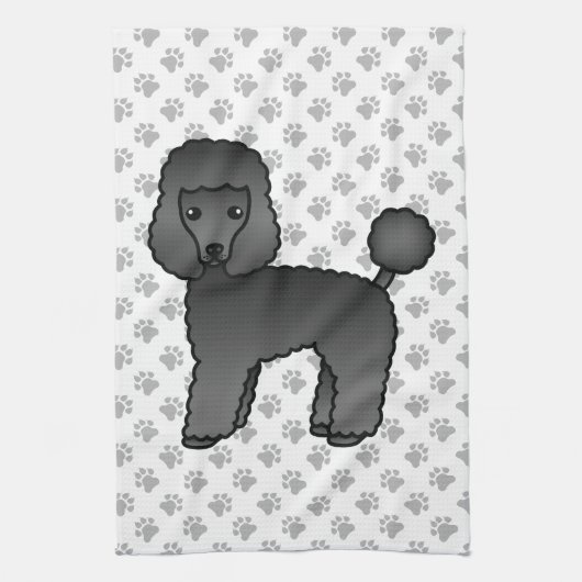 Black Speelgoed Poodle Cute Cartoon Dog Theedoek (Verticaal)