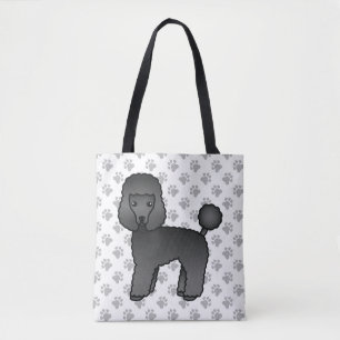 Black Speelgoed Poodle Cute Cartoon Dog Tote Bag
