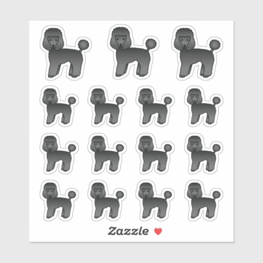 Black Speelgoed Poodle Cute Cartoon Dogs Sticker (Vel)