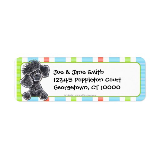 Black Speelgoed Poodle Fun Stripes Etiket (Voorkant)