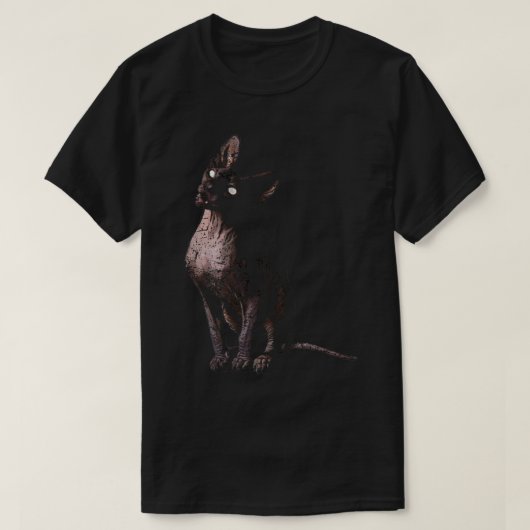 Black Sphynx Cat Goth and Death Metal  T-shirt (Design voorkant)
