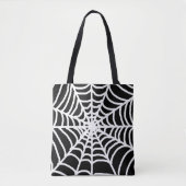 Black Spider Cobweb Happy Halloween  Tote Bag (Voorkant)