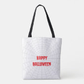 Black Spider Cobweb Happy Halloween Tote Bag (Achterkant)