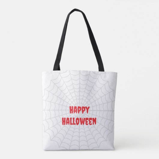 Black Spider Cobweb Happy Halloween  Tote Bag (Achterkant)