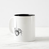 Black Spider Cute Halloween Gift Tweekleurige Koffiemok (Voorkant links)
